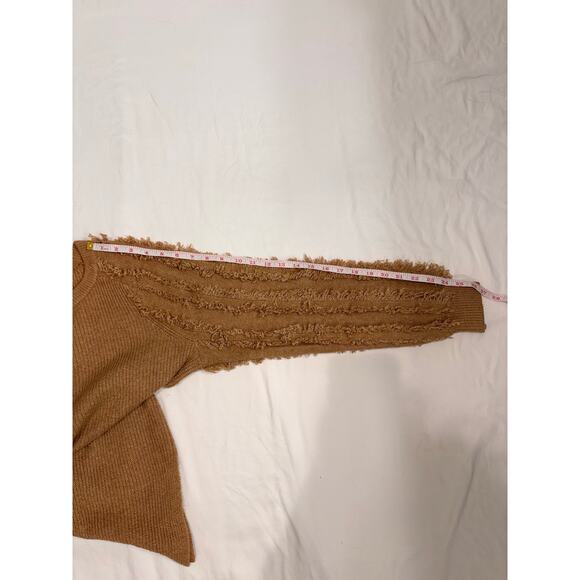 1.State Fringe Sleeve Clay Crew Neck Sweater Size Small - Picture 6 of 7